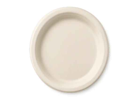 Unbleached brown bagasse plate